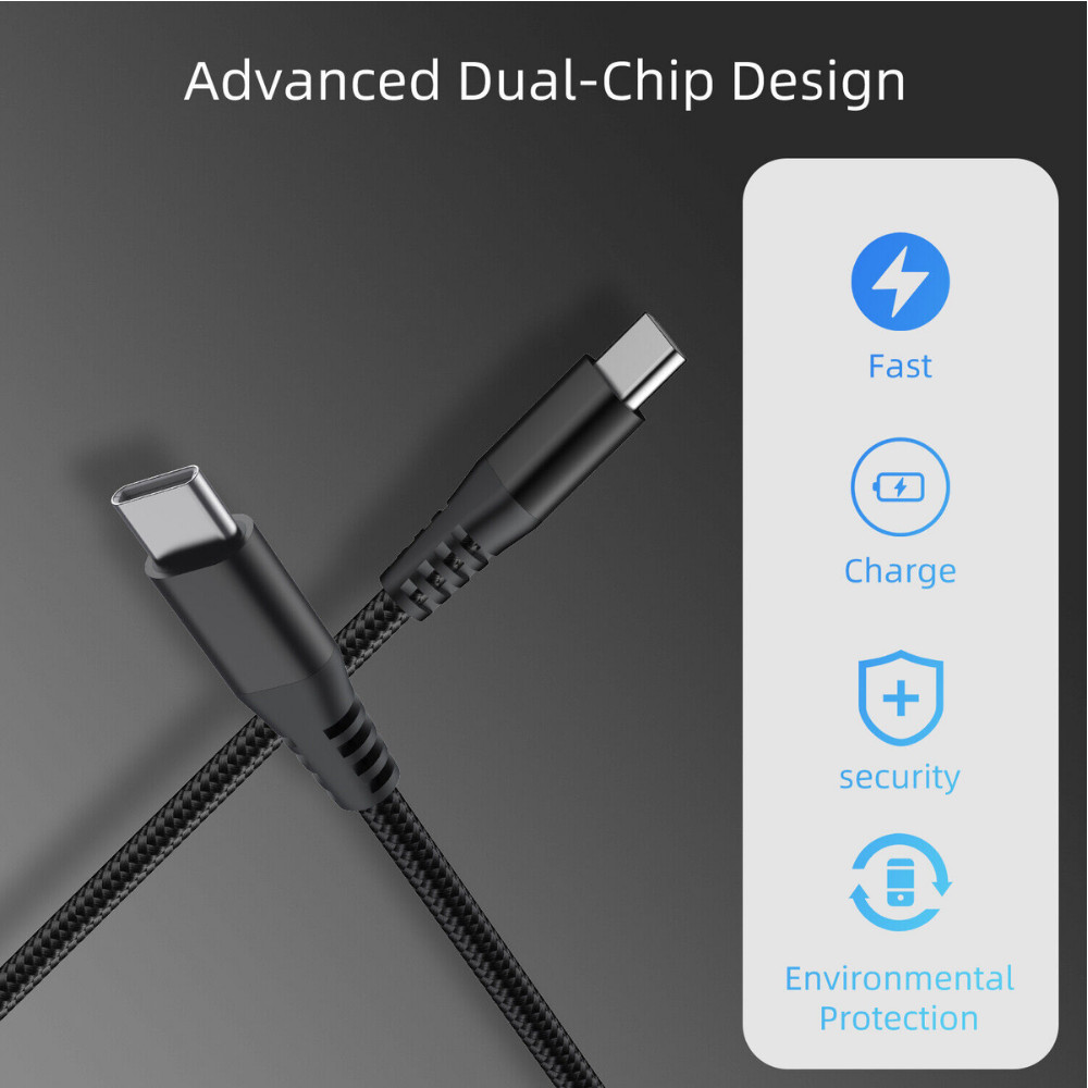 10FT Long USB-C to USB-C Type C Fast Charging Cable PD For Samsung MacBook iPad