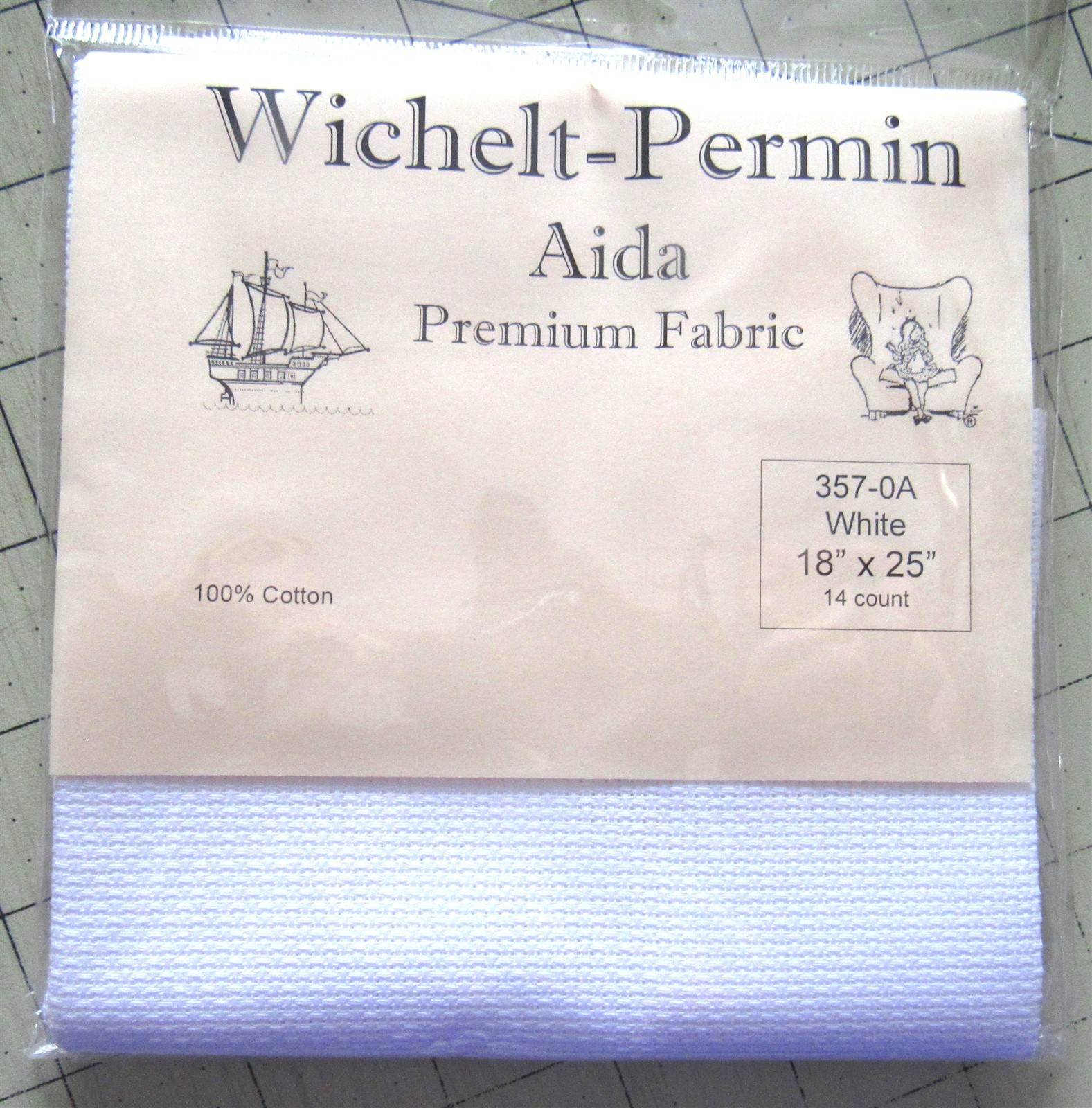 Wichelt-Permin 14ct Aida Premium, Cross Stitch Fabric White 18" x 25"