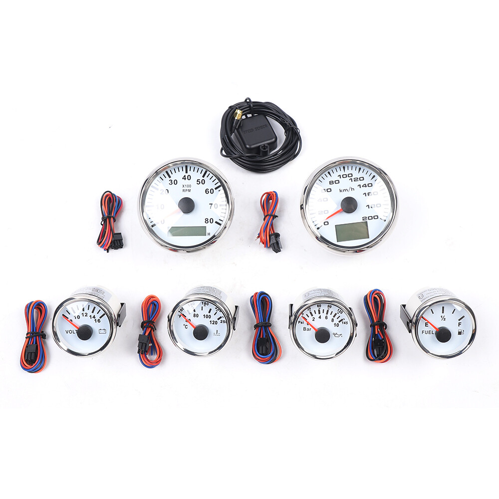 Universal 6 Gauge Kit GPS Speedometer Fit Car Marine Boat Truck Yacht Waterproof