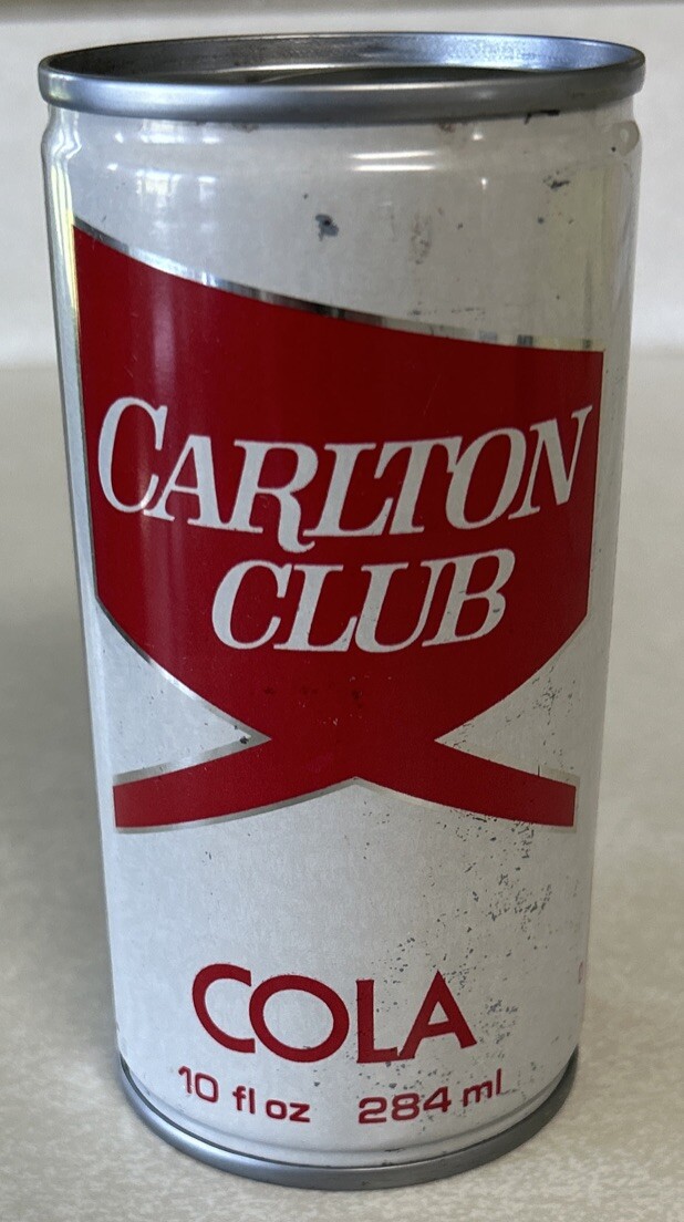 Vintage CARLTON CLUB Cola 10 Oz. 284ml Steel Flat Top Empty Soda Can