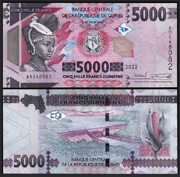 Guinea 5000 Francs 2022 P 49 UNC New Banknote