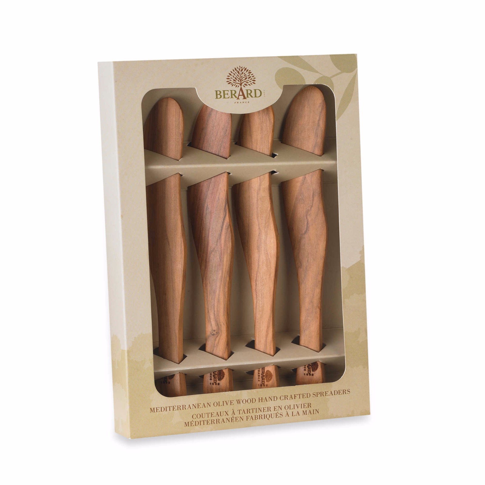 Berard France 4pc Olive Wood 7" Spreader Set