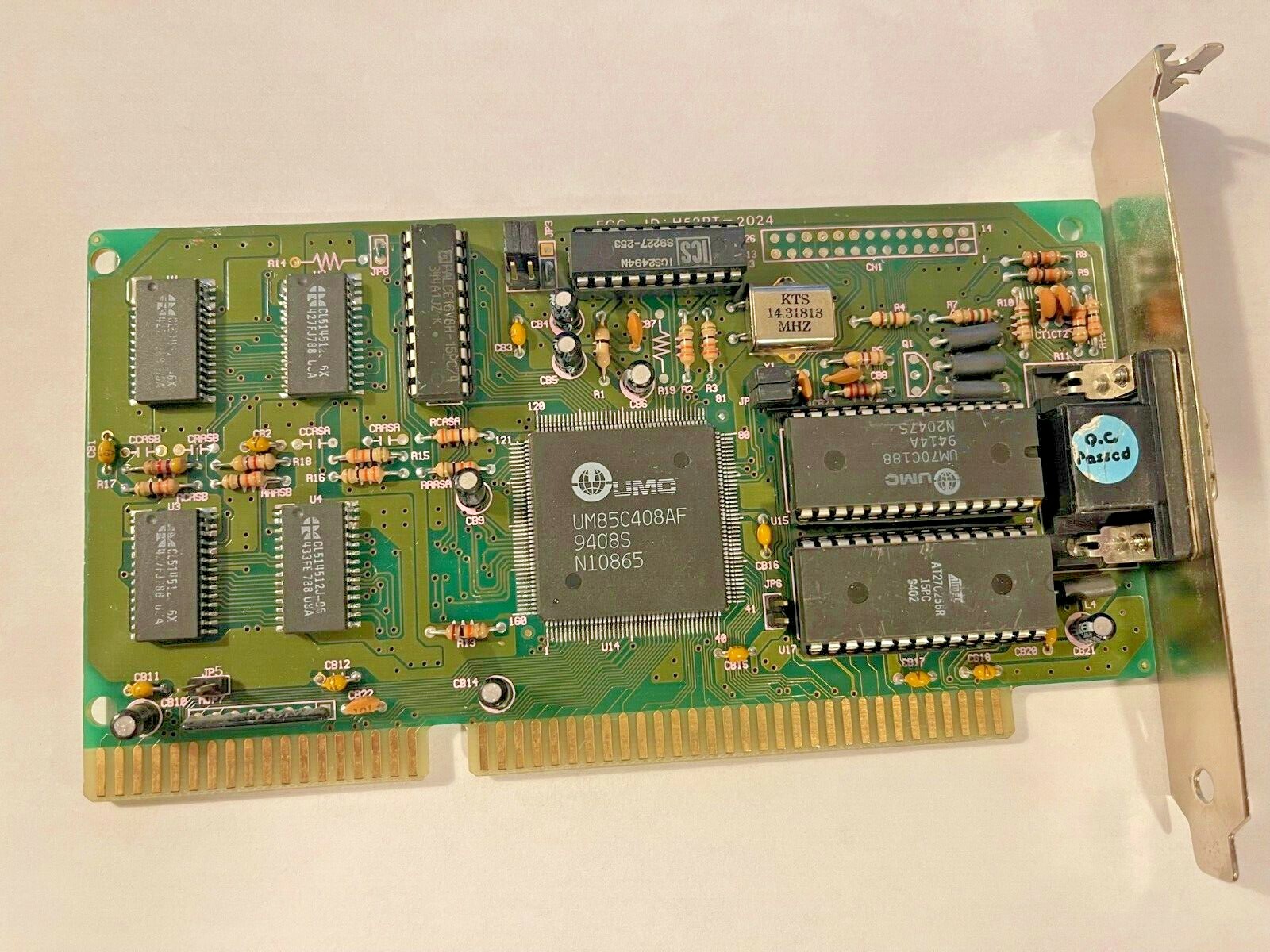 RARE VINTAGE UMC UM85C408AF 512K 16 BIT VGA CARD FCC H52PT-2024 00 MXB9 - USA