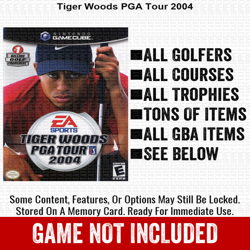 Tiger Woods PGA Tour 2004 100% Nintendo GameCube Memory Card Save CHEATS