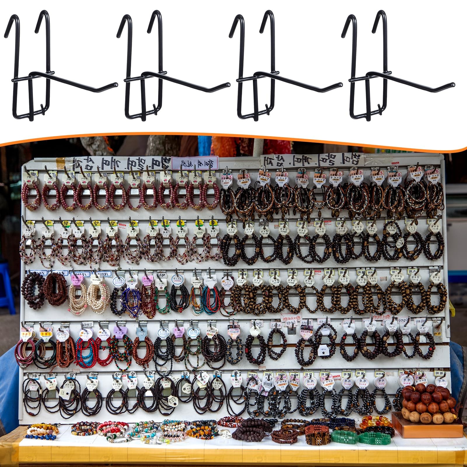 100 Pack 4 Inch Gridwall Hooks, Black Heavy Duty Gridwall Panel Hooks Store G...