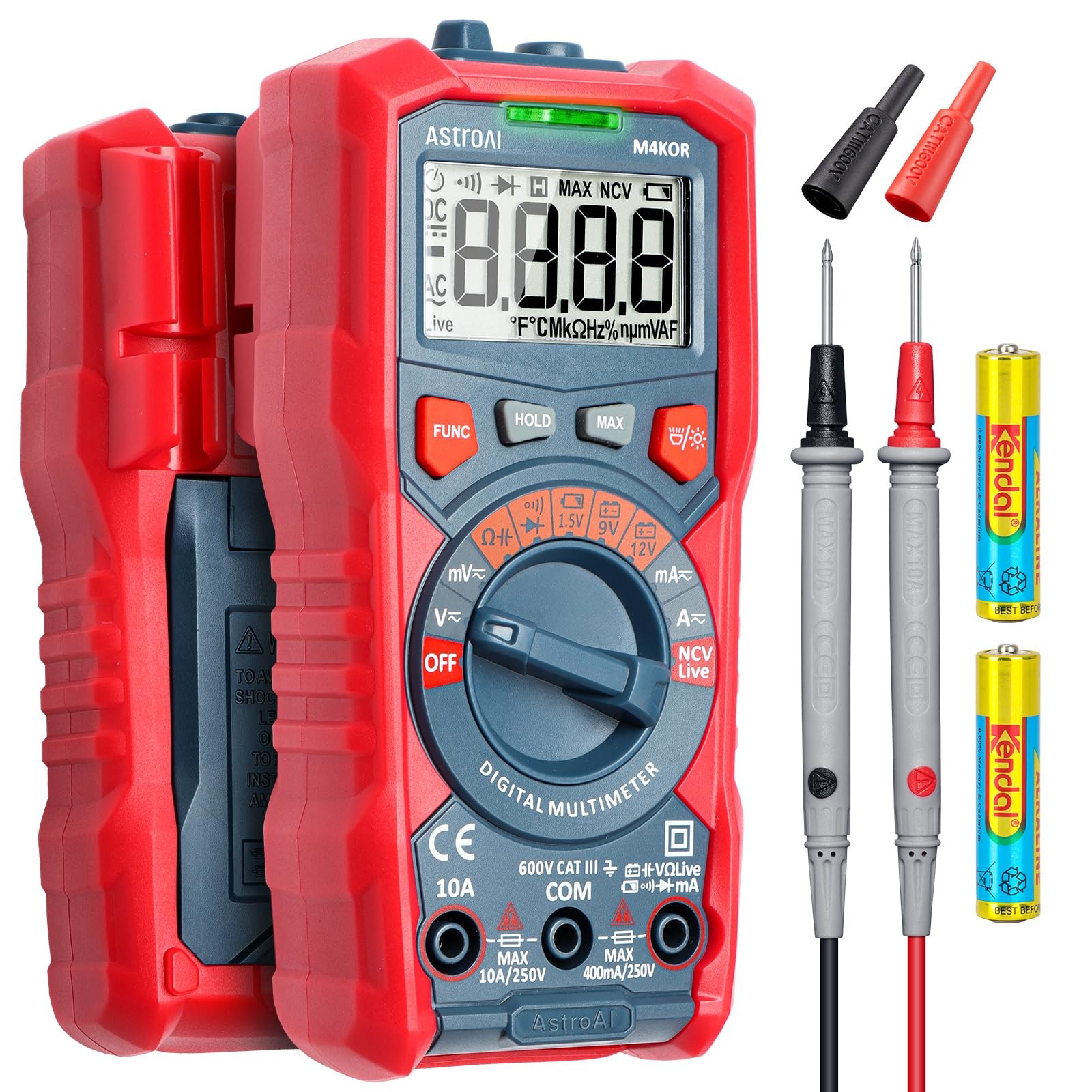 AstroAI Multimeter Tester, TRMS 4000 Counts Volt Meter Multicolored-Test Kit