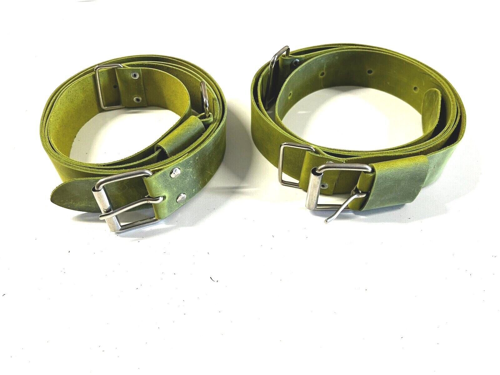 Genuine Leather Luggage Rack Straps Trunk rack straps for Classic Cars, Green