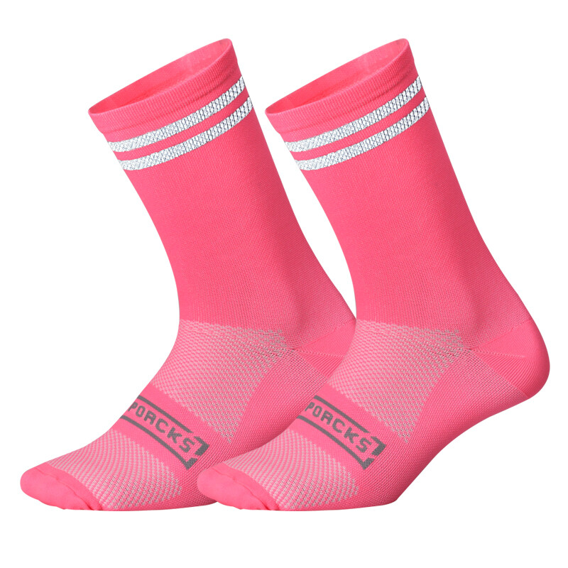 Reflective Cycling Socks Bicycle Bike Riding Sports Athletic Socks XC BMX Pink