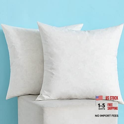 Set of 2 Decorative Throw Pillow Inserts, Down and Feather Cotton 18''x18''