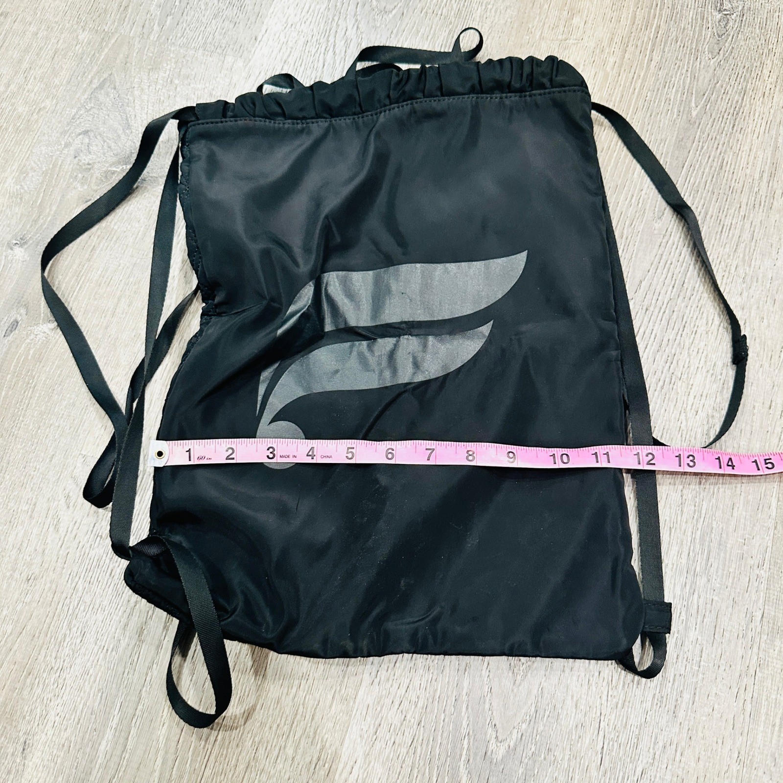 Fabletics Black Drawstring Backpack Quilted Logo Cinch Gym Bag Mens Womens