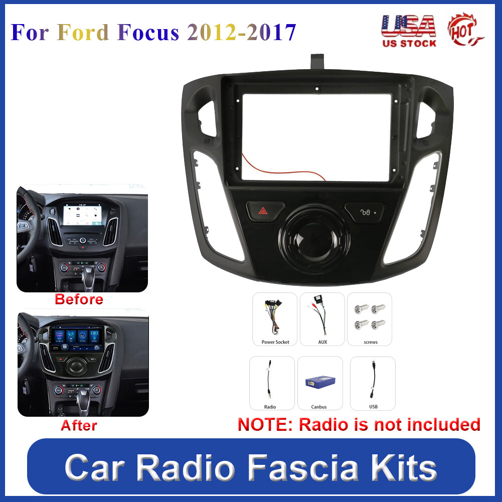 9" 2 Din Car Stereo Radio Fascia Plate Panel Frame Kits For Ford Focus 2012-2017