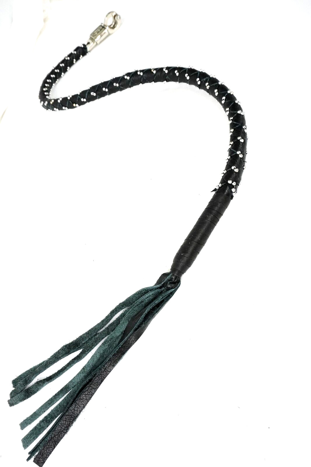 Genuine Leather Motorcycle Whip Get Back whip Tassels 41" BLACK BEADS