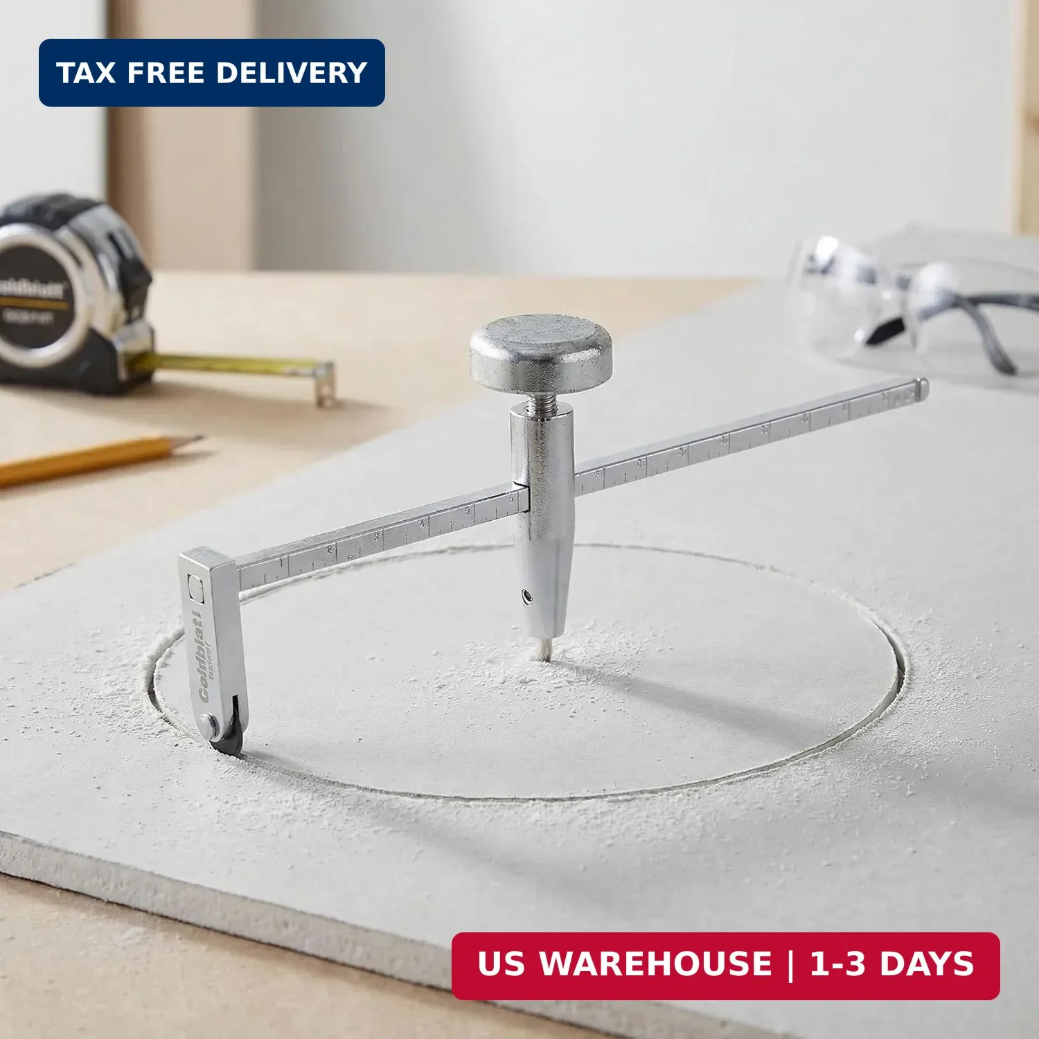 Drywall Circle Hole Cutter, 16 Inch Diameter, Adjustable Pivot Point, Steel Cons