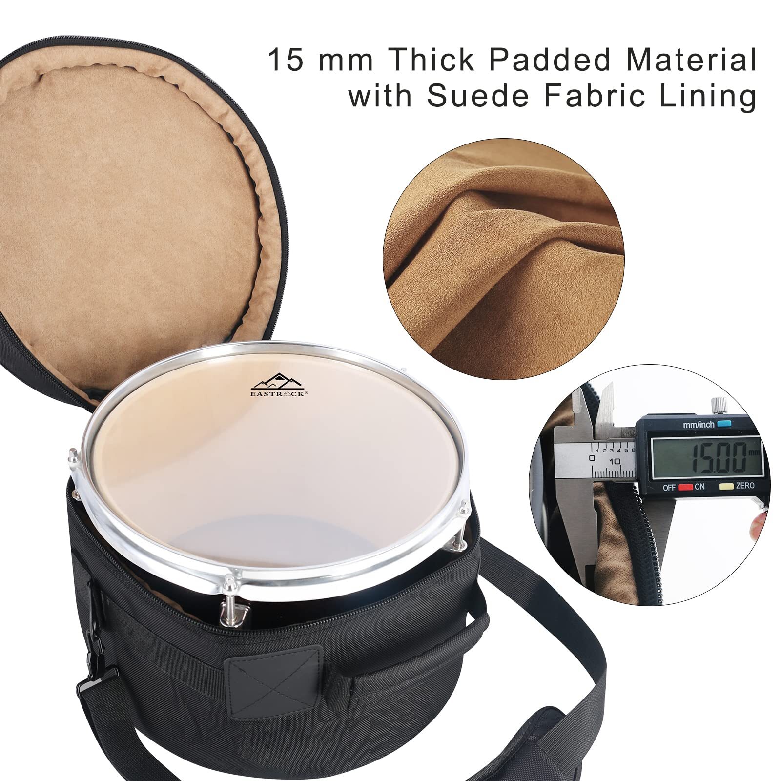 12" x8" Tom Drum Bag Tom Drum Cases 15 mm Thick Padding for Your Drum Protect...