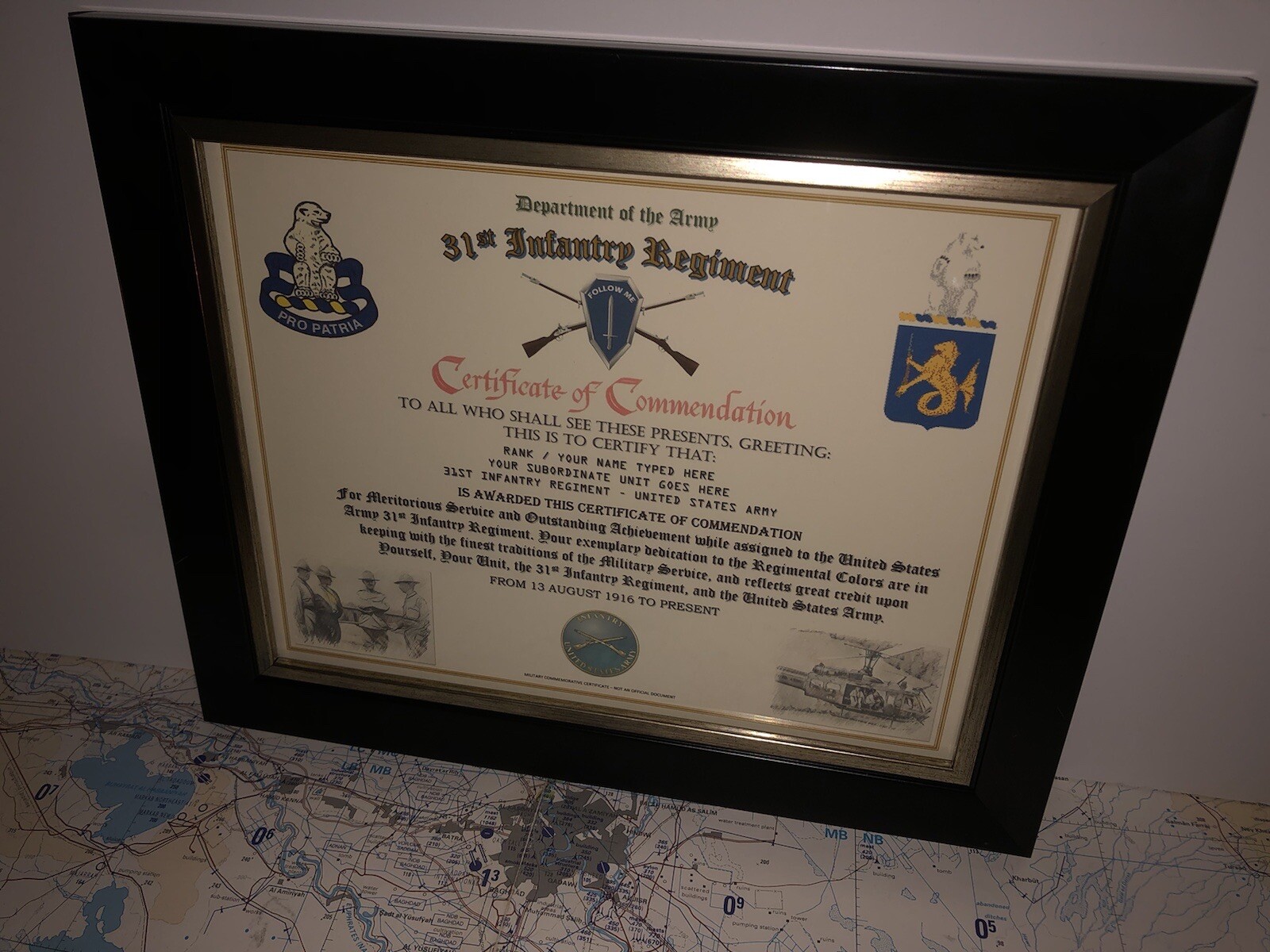 31ST INFANTRY REGIMENT / COMMEMORATIVE - CERTIFICATE OF COMMENDATION