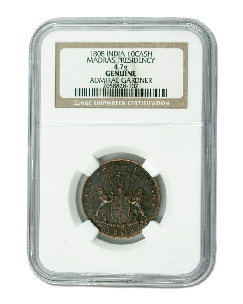 1808 10 Cash Copper Coin Historical NGC Admiral Gardner Shipwreck (HG)