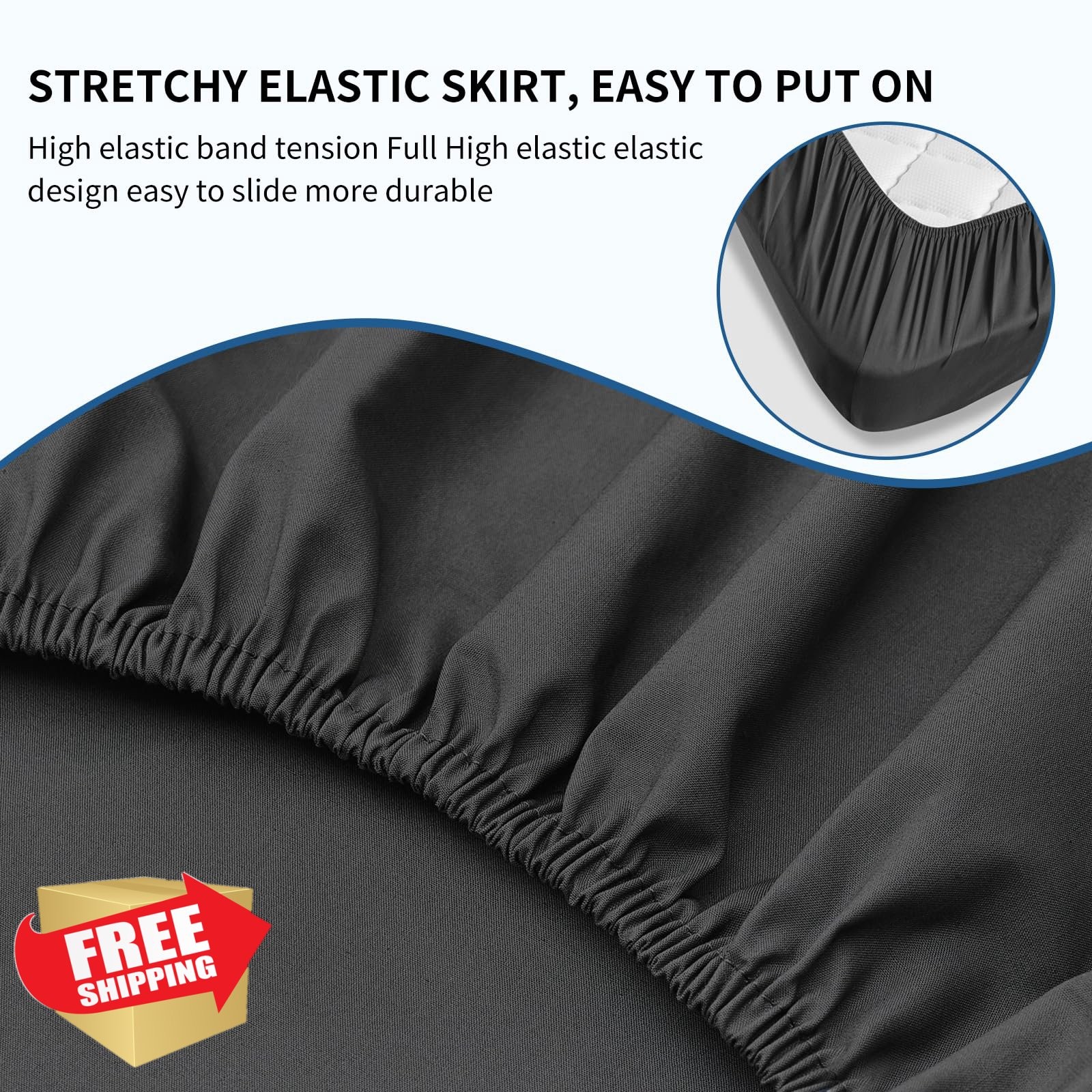 Ranunculus Full Black 2-Pack Fitted Sheet
