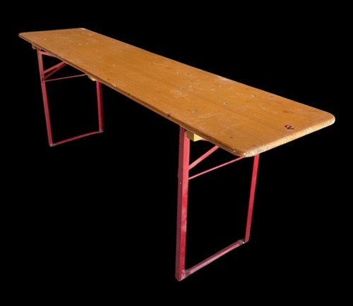 Vintage German Beer Garden Table, Portable Industrial Wood Table, Dining, C95