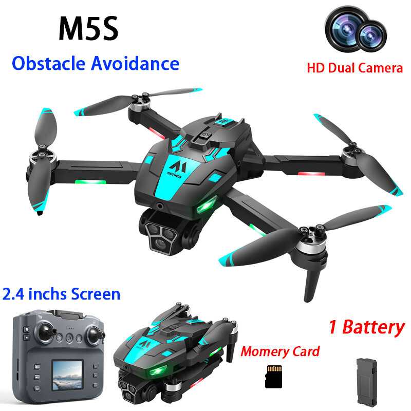 M5S Drone WIFI FPV HD Dual Camera 360° Stunt Roll Obstacle Avoidance Quadcopter