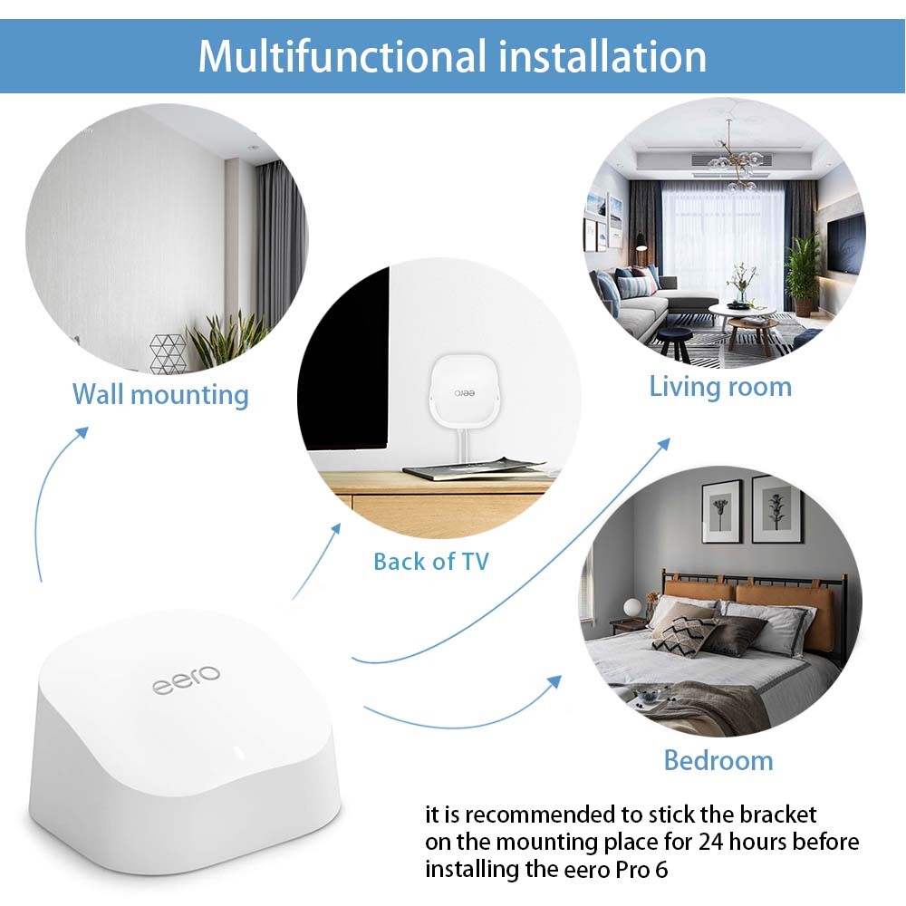 Wall Mount for EERO 6 Dual-band Mesh WiFi 6, 3M VHB Holder Bracket, 1-pack