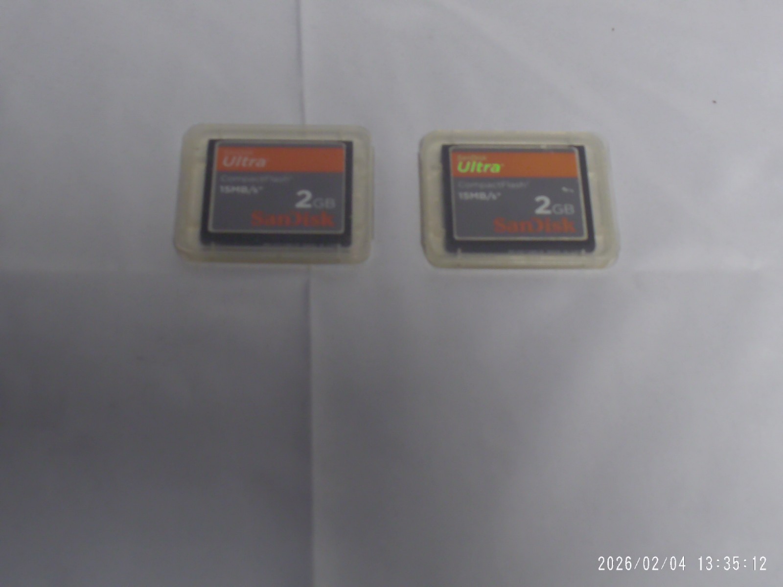 'Pre-Owned' Lot of 2 SanDisk 2GB 15MB's CF Compact Flash Gen. Memory Cards