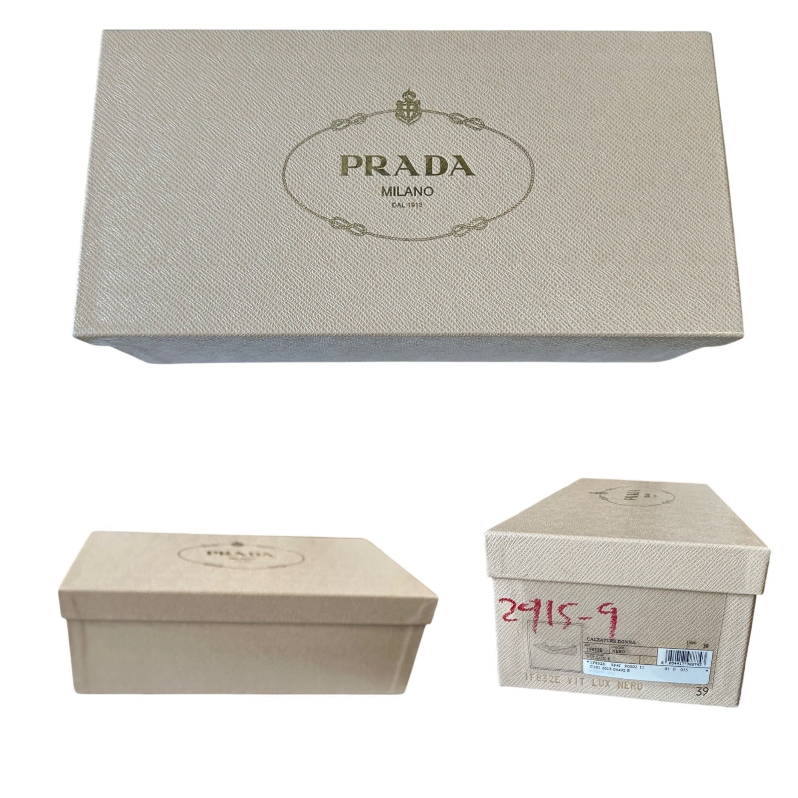 Prada Pointed Toe Flats, Black Perforated Leather, Size 39 EU, dust bag/box