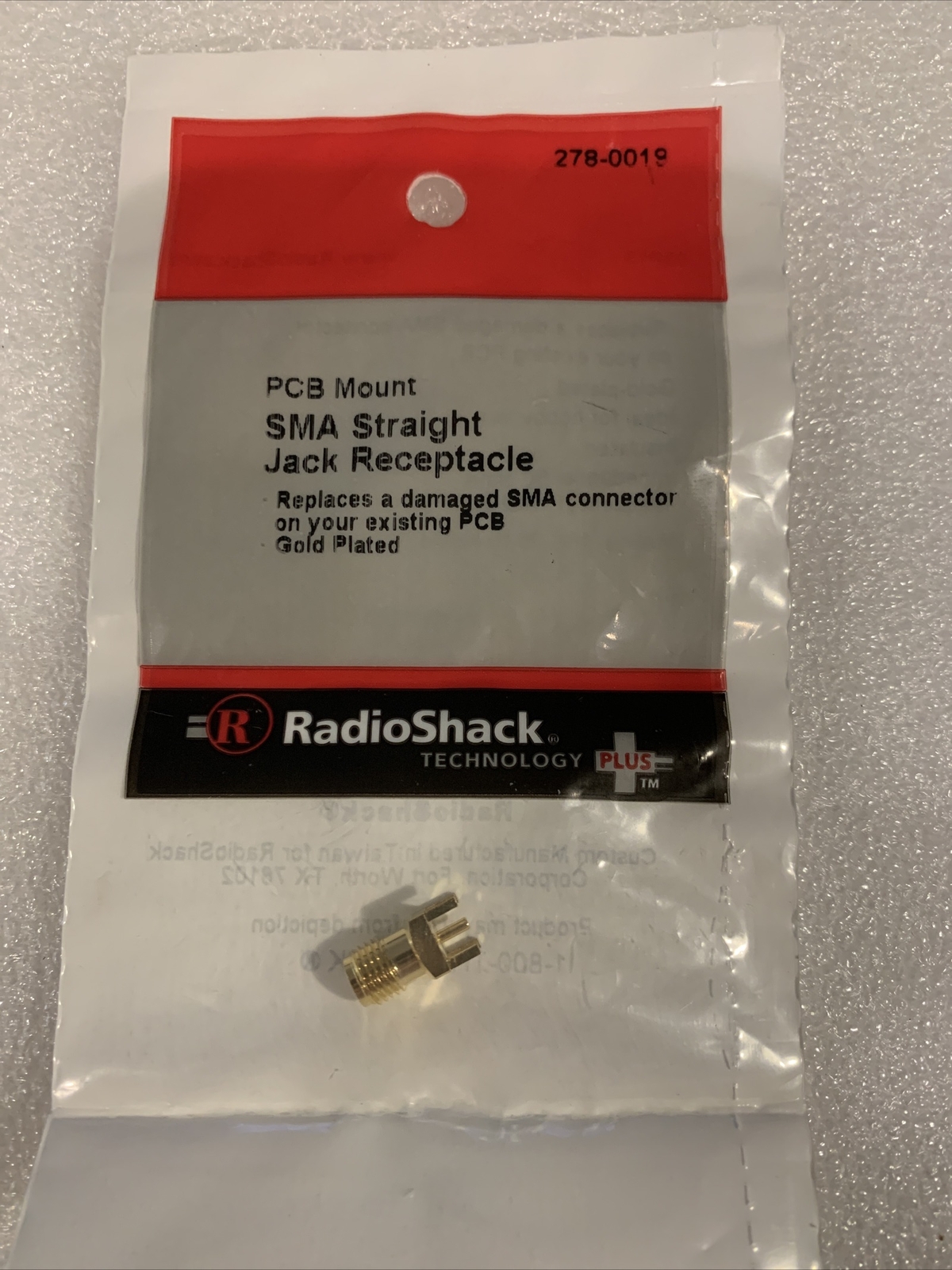 RadioShack SMA Straight PCB-Mount Jack Receptacle Gold Plated 278-0019