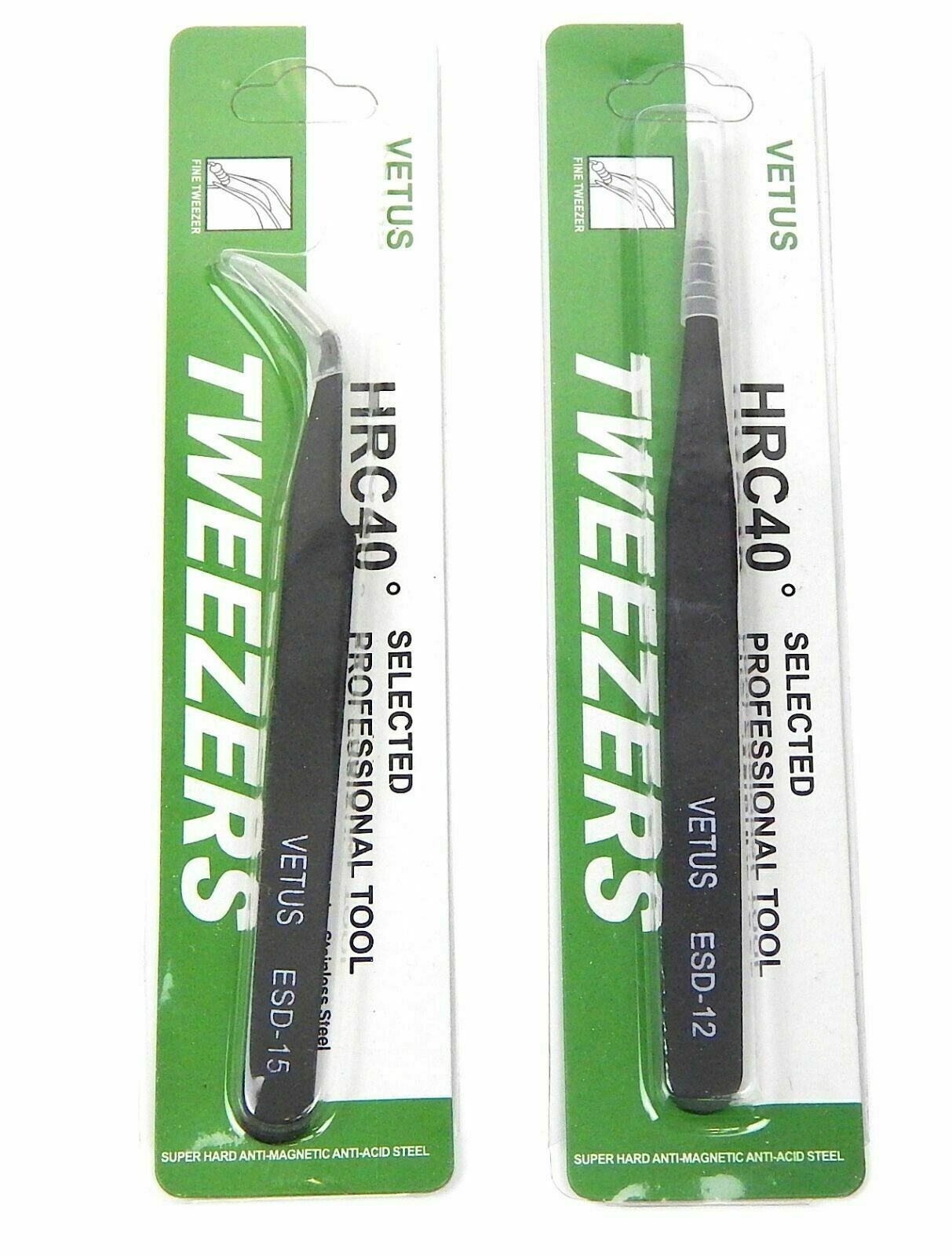 🔥🔥Vetus Tweezer Set Straight + Curve ESD12 & ESD15 Eyelash Extensions🔥🔥