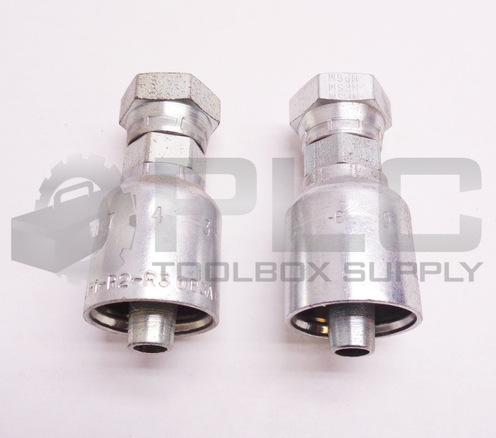 LOT OF 2 NEW PARKER 10743-6-6 FITTING 3/8" HOSE X 3/8" FEMALE NPSM PIPE- SWIVEL