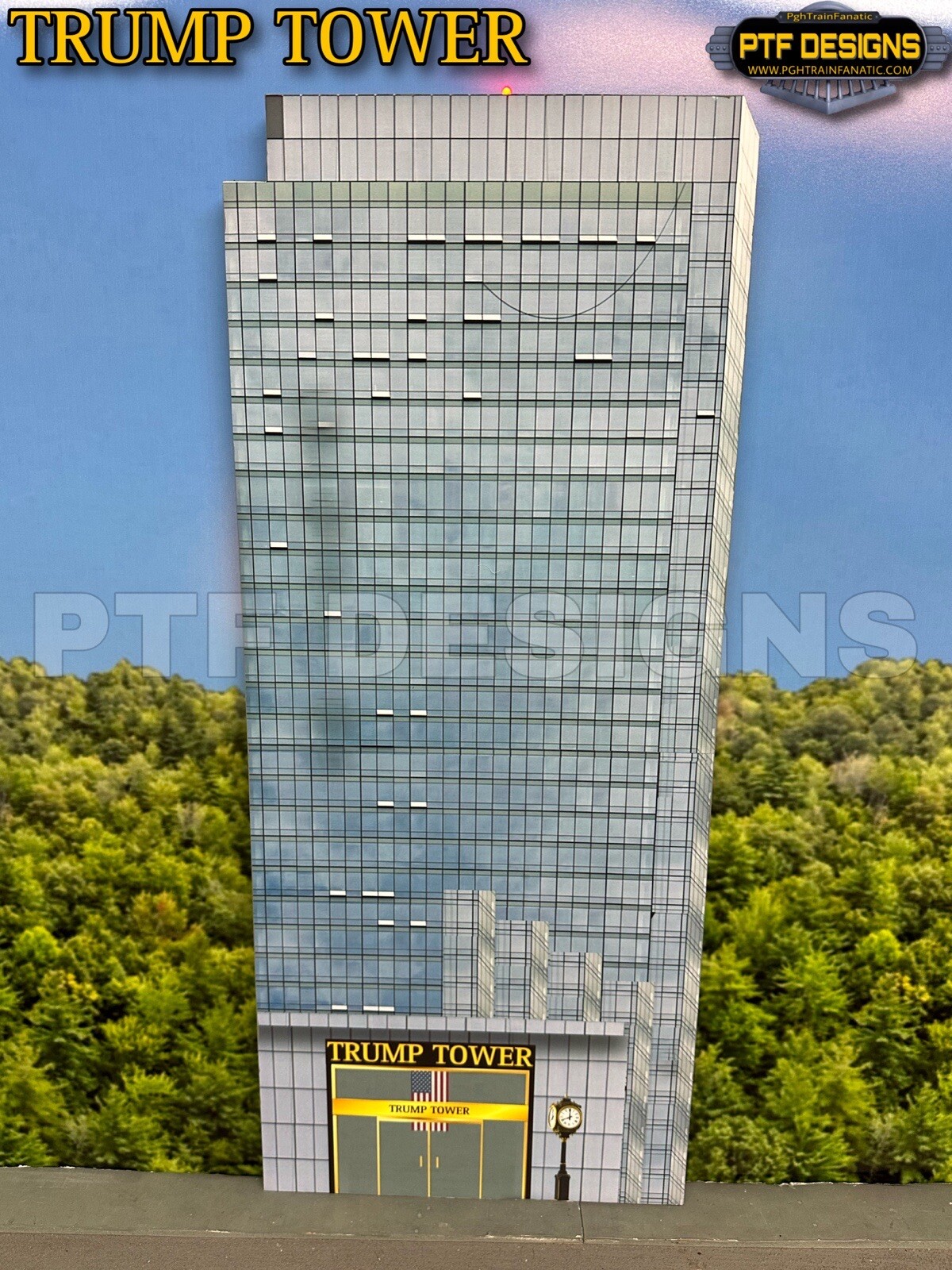 O Scale TRUMP TOWER Building Flat/ front w/LED - scratch built Lionel MTH Donald