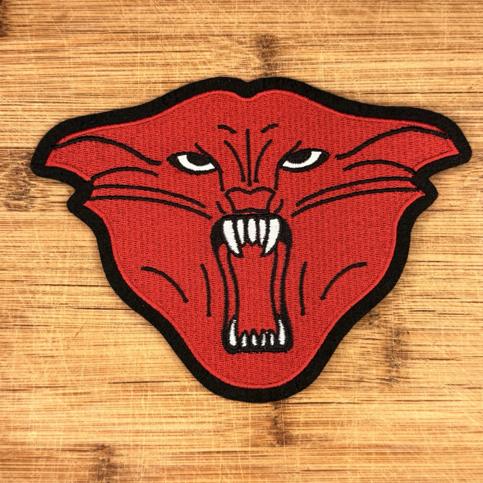 Red Wildcat Big Cat Mascot 5.75x4.5in Felt Embroidered Patch