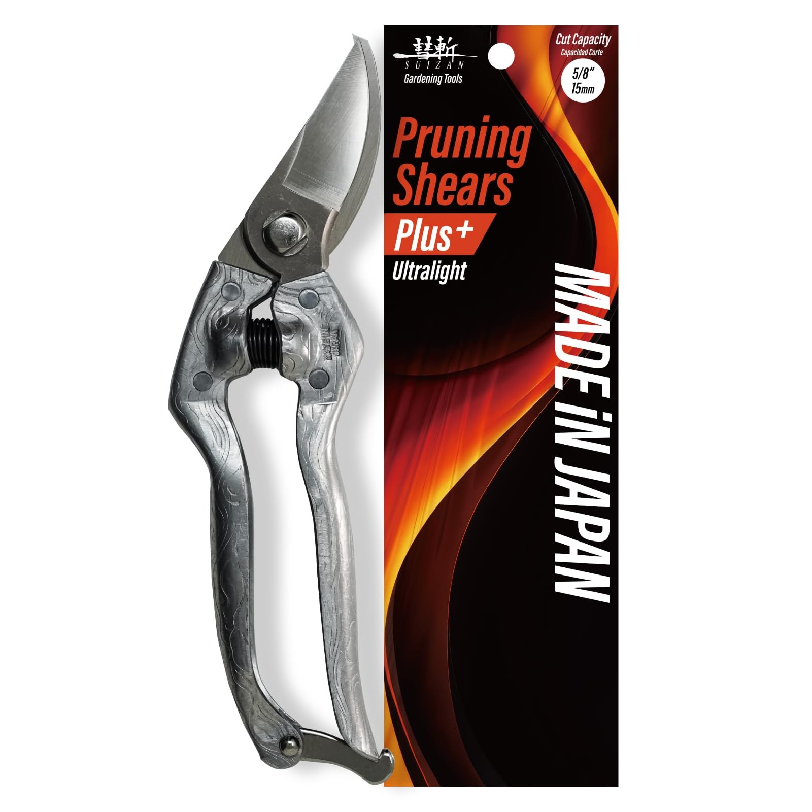 SUIZAN Bypass Pruning Shears 8.3” Plus Forged Aluminum Handle - Silver