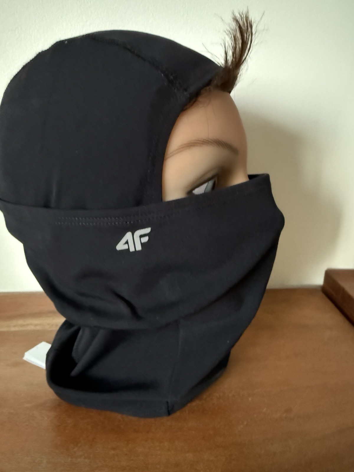 Black Ski Hat Balaclava 4F. Stretchy Material. One Fits All. Unisex.