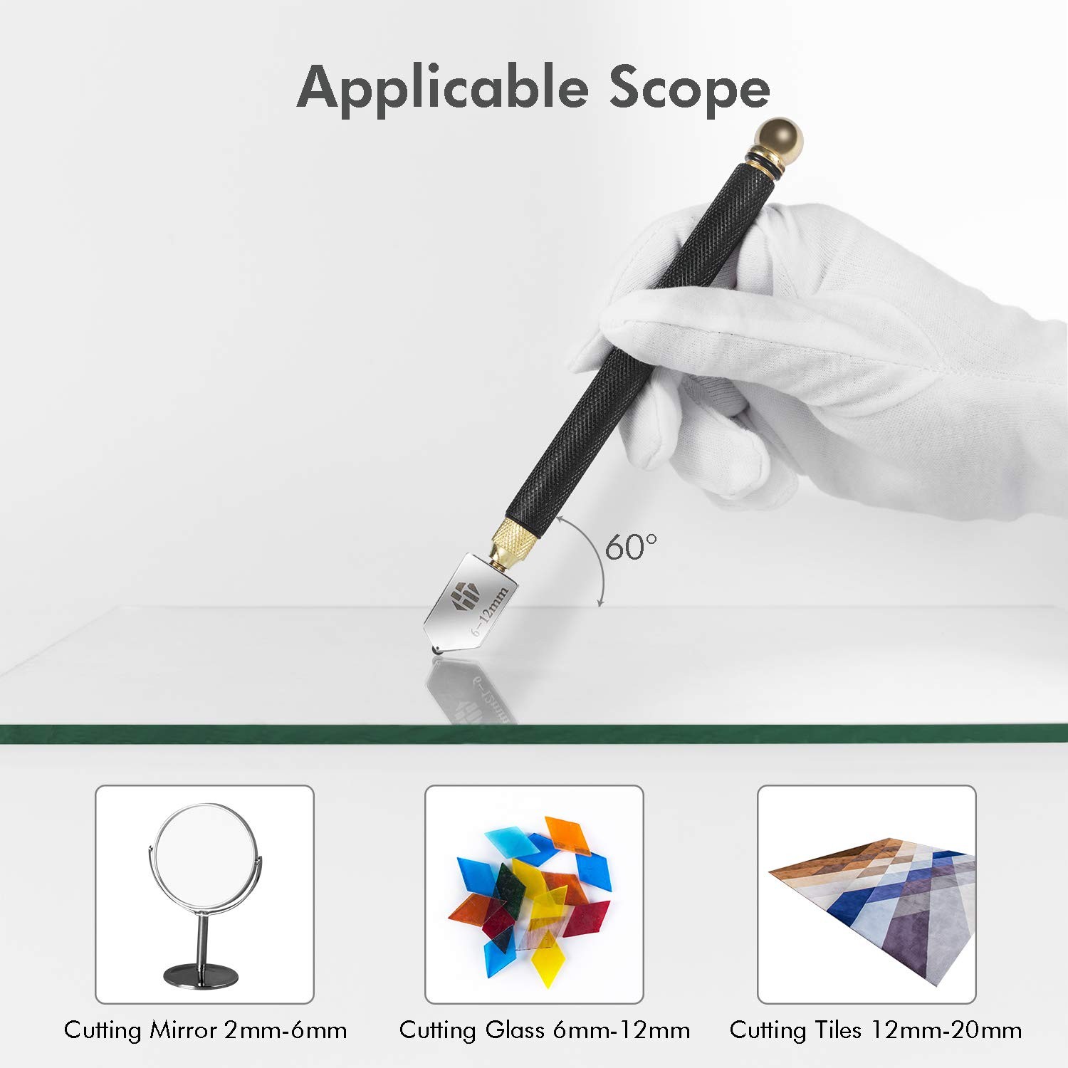 Glass Cutter Tool with Automatic Oil Feed - 2mm-20mm, Ideal for Mirrors,...