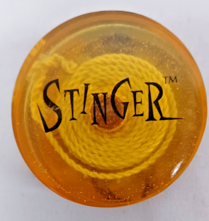 Vintage Stinger Yo-Yo Real Scorpion Inside Clear Yellow Glitter Case