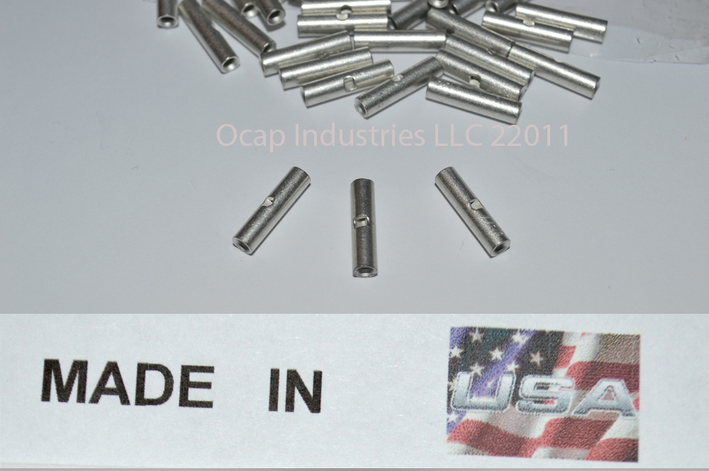 (100) 14-16 AWG GAUGE NON INSULATED SEAMLESS BUTT CONNECTOR CRIMP TERMINAL USA