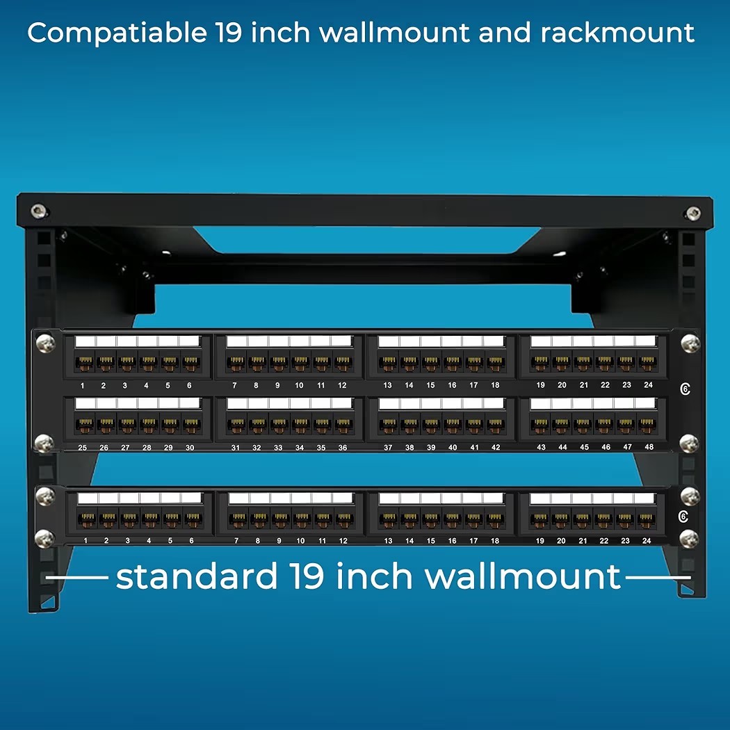 Rapink Patch Panel 48 Port Cat6 10G Support, Network Patch Panel UTP 19-Inch