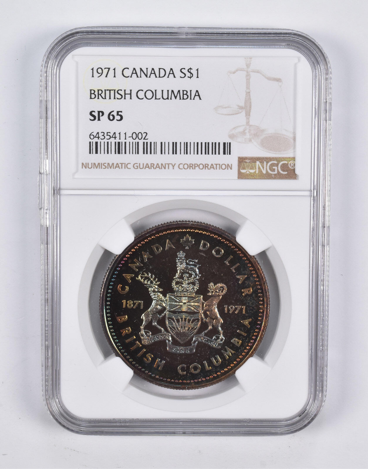 SP65 1971 Canada 1 Dollar British Columbia NGC *2185