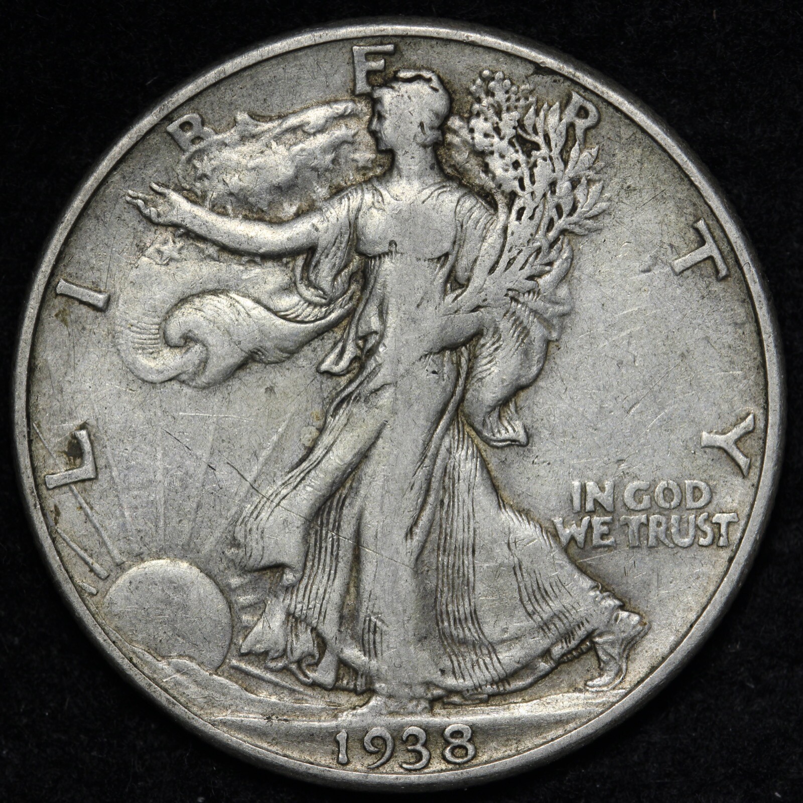 1938-D Walking Liberty Silver Half Dollar CHOICE XF+ E408 AZBT