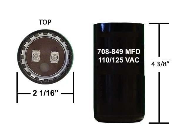 708-849 MFD 110/125 VAC motor start capacitor