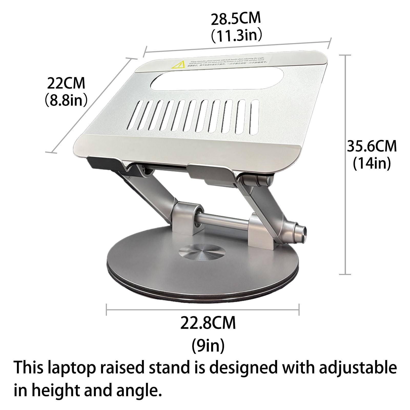 Laptop Stand for Desk Adjustable Computer Stand with 360° Rotating Base Ergon...