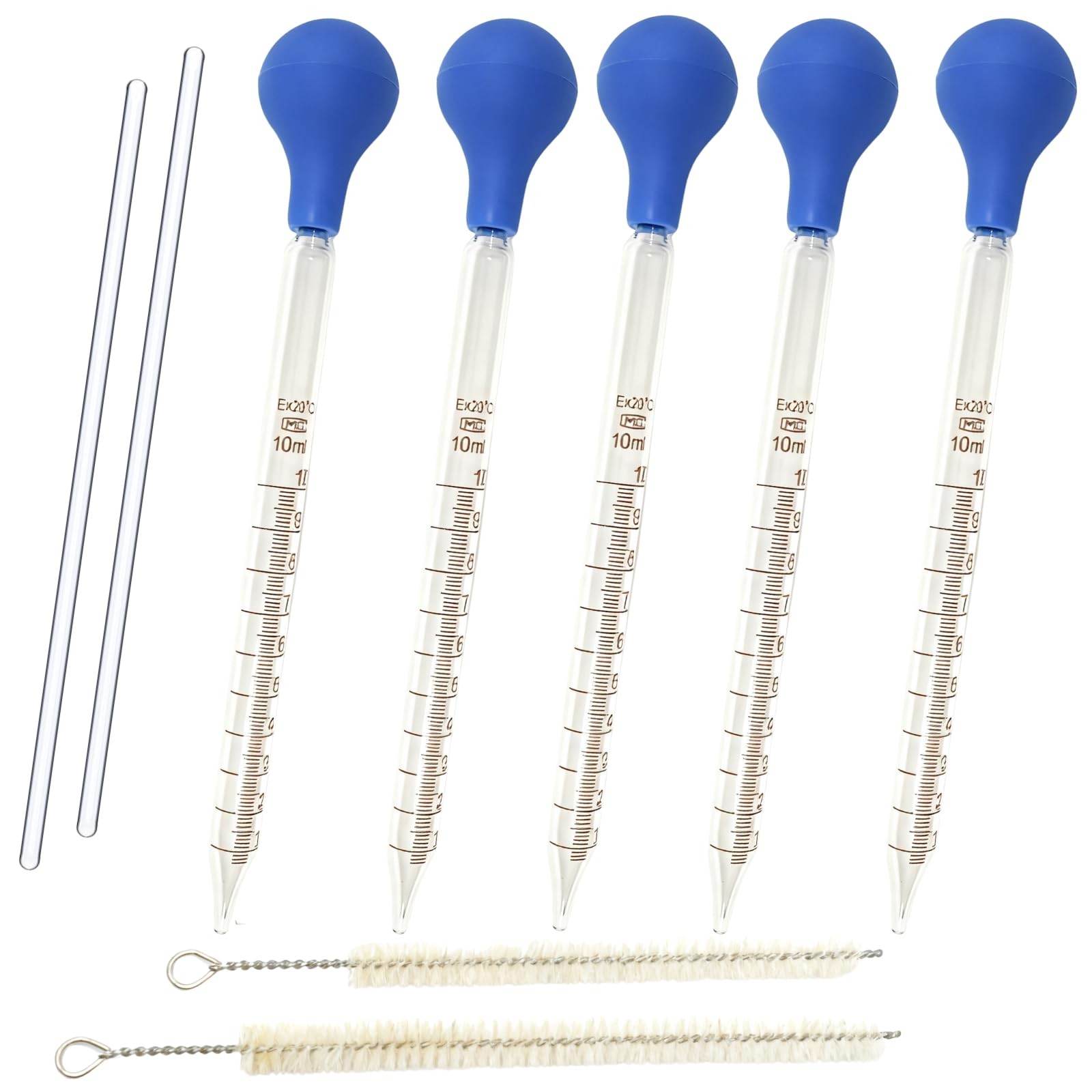 Glass Serological Pipettes Drop Set, 10mL Capacity, Blue Bulb, 5-Pack with Br...