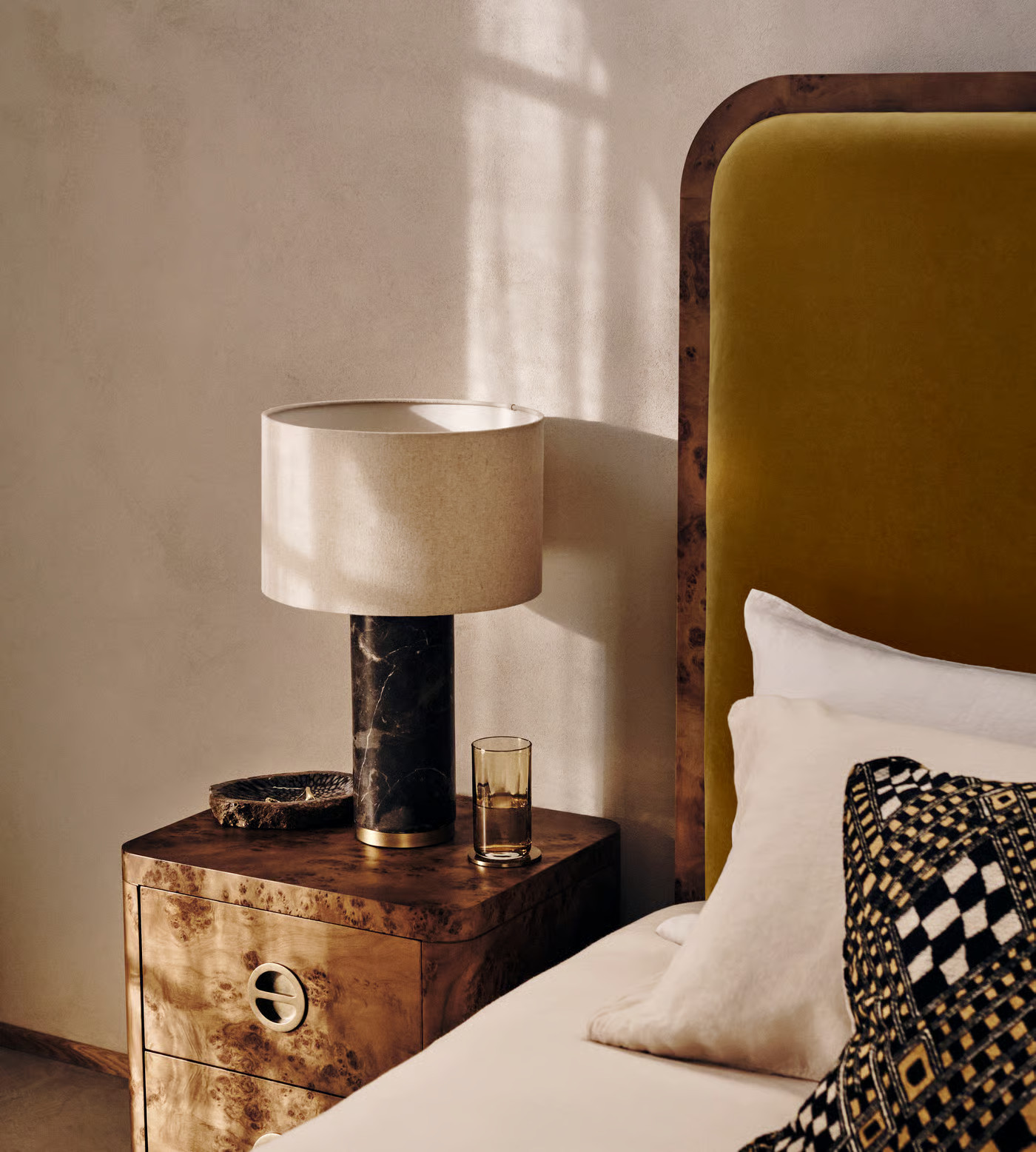 Remi Marble Table Lamp, Brown