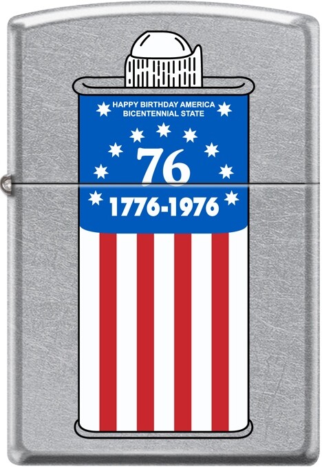 Zippo Bicentennial Fuel Can American Flag 76 1776 - 1976 Street Chrome Lighter