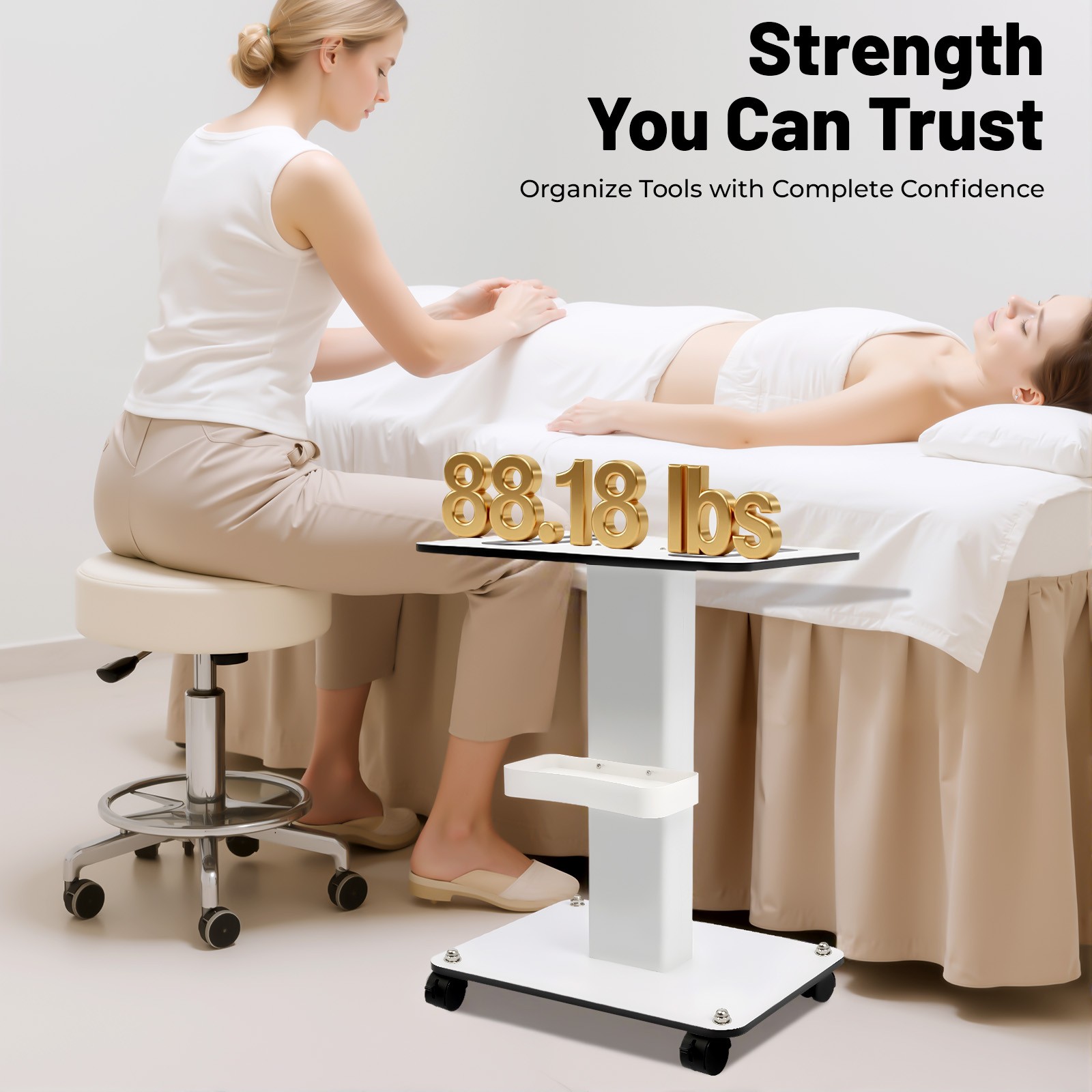 Rolling Salon Trolley Cart - Spacious Beauty SPA Organizer with Wheels