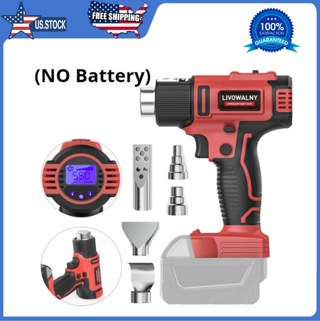 Cordless Heat Gun, 350W 122℉~1202℉, for Shrink Tubing, Crafts (No Battery)