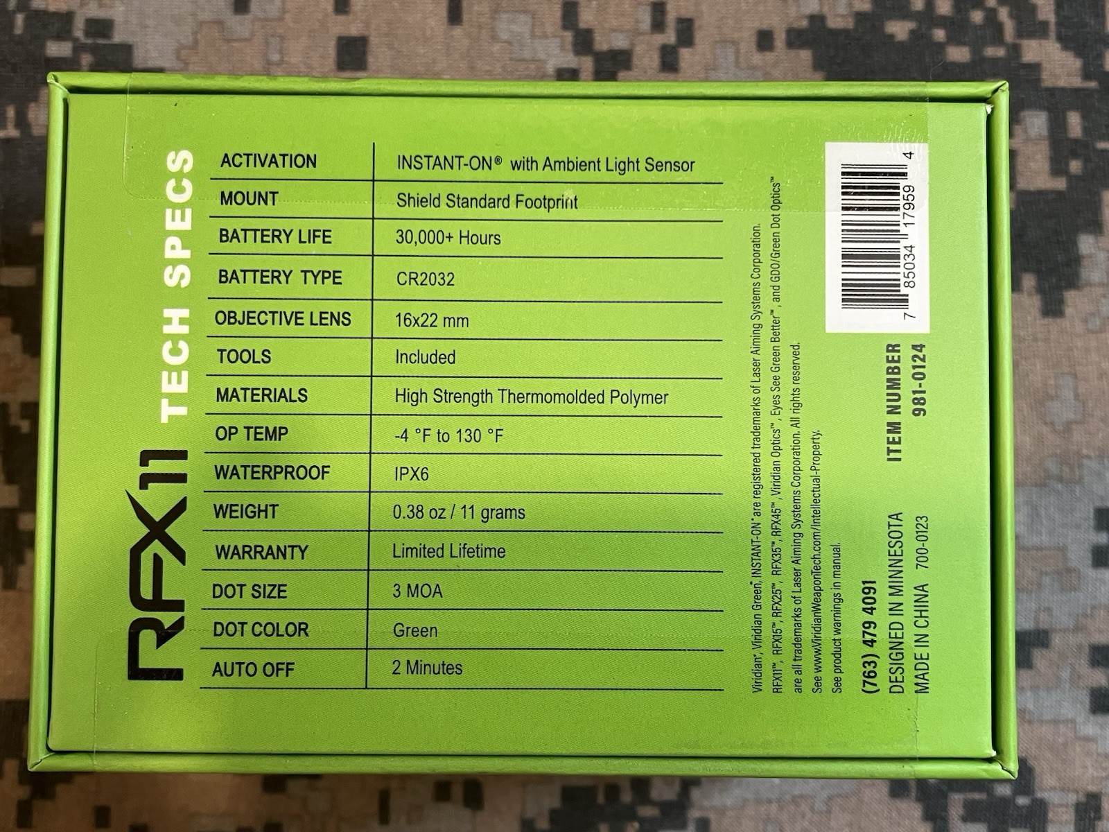 Viridian Optics RFX 11 Green Dot Reflex Sight For Taurus
