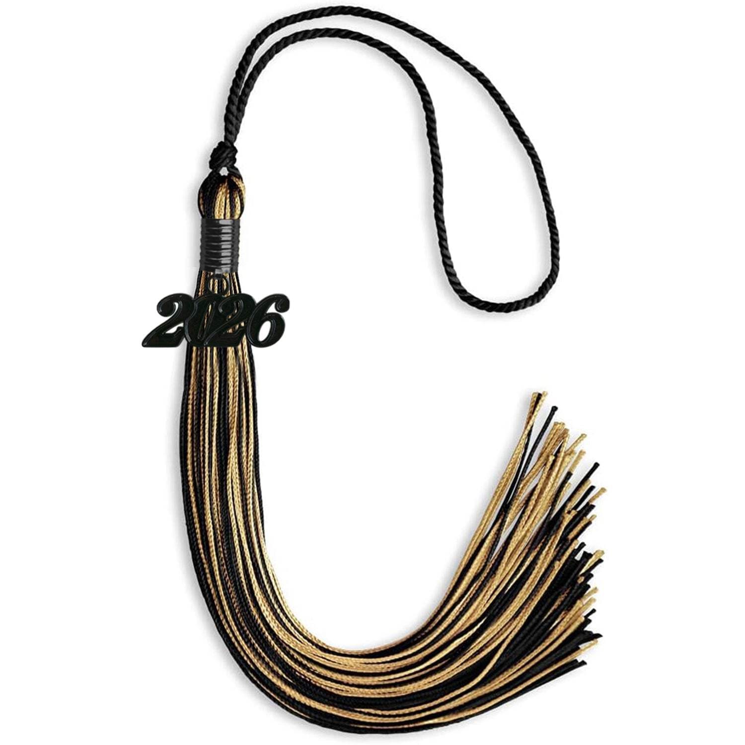 Endea Graduation Black/Antique Gold Mixed Color Tassel With Black Date Drop