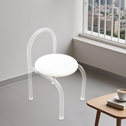 Modern Minimalist Clear Acrylic Makeup Chair with Velvet Cushioned Seat
