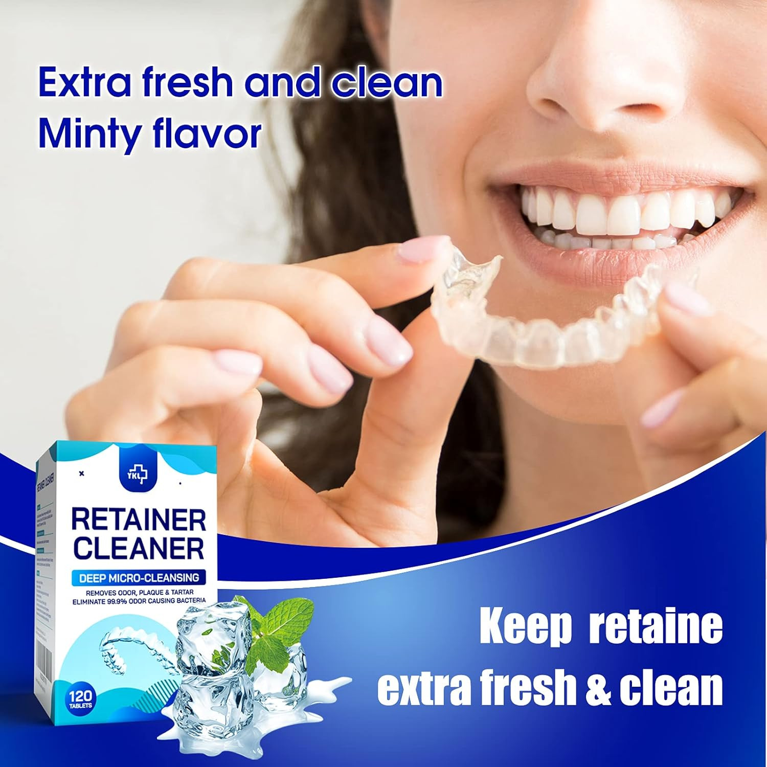 Aligner Cleaning Tablets 120 Pcs Dental Retainers False Teeth Bright Remove Odor